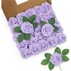LEUCHTAMOR 25 rose artificiali in schiuma, lilla, realistiche al tatto, per bouquet da sposa, centrotavola, composizioni floreali, decorazioni per feste, decorazioni per la casa