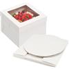 LuminaryLair 2 Pezzi Scatola Bianca con Coperchio Monouso con Finestra, 20.3 X 20.3 cm Scatole Cartone Dolci, Riutilizzabile Bianco Scatole Per Cake, per Feste Di Matrimonio, Torte Di Compleanno, Cupcakes