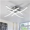 Goeco Plafoniera LED Soffitto, 24W Lampadario Design Moderno Curvo con Tubo a 4 Luci 6500K Luce Bianca Fredda, Lampada da Soffitto LED Semi-Flash er Camera da Letto Soggiorno Cucina, Argento 46 cm