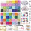 Dahudtin 10735pcs Set Perline per Gioielli 56 Colori 4mm per Braccialetti, Bigiotteria e Collane Fai Da Te con 615 Accessori Lettere Sorridenti Cordino Elastico