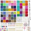 Dahudtin 11508pcs 72 Colori 4mm Perline per Braccialetti, Perline per Bigiotteria Fai Da Te, Perline per Collane,Set Perline per Gioielli Dai Da Te con 708 Accessori Perline Lettere Sorridenti Cordino Elastico