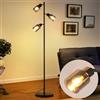 Kowanie Lampada da Terra Vintage Soggiorno Nero: Lampada da Terra Industriale 3-Luci in Vetro Attacco E14 Lampada in Metallo Orientabile Lampada da Lettura - Senza Lampadina