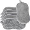 HingtTraum 6 Pezzi Spugne Piatti Riutilizzabili - Spugne Cucina a Doppia Faccia, AntiGraffio e Extra Resistente, in Microfibra e Fibra Abrasiva, Ideali per Piatti, Pentole e Superfici (Grigio)