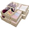 Braozaiw Clothes Drawer Organisers, 12 pezzi Dividers, Folding Wardrobe Storage Organizer, for Bedroom Fabric Underwear Organizer, Shirt, Socks, Underwear, Clothes Organiser for Wardrobe (Khaki)