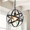 Ganeed lampada a sospensione globo industriale illuminazione fattoria lampadario vintage apparecchio a soffitto sferico sospeso per cucina isola tavolo da pranzo E27 nero 1 luce