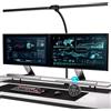 EYOCEAN Lampada da scrivania a doppia testa con clip, 24 W, 80 cm, luce diurna da scrivania con telecomando, lampada da monitor dimmerabile, collo d'oca, protezione degli occhi, colore nero
