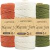 AHPYEUHK 3mm Filo per Macrame 3 rotoli Set di Corda Macrame 300m Corda Macrame Naturale, Macramè Filo Morbido per Arazzi, Appendini per Piante, Artigianato Fai da Te (Altro Rosso Beige Verde militare)