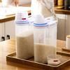 FWEEK 2 contenitori per cereali, 2 l, in plastica con coperchio e misurino, contenitore per riso, farina, detersivo, cibo per cani