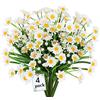 Siganorpy 4 margherite artificiali per esterni, decorazione primaverile ed estiva, resistenti ai raggi UV, fiori finti in plastica sintetica, per interni ed esterni, da appendere, per giardino, casa, portico,