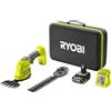 Ryobi RY18GSA-120T Tagliasiepi e Cesoie per Erba 2-in-1 a Batteria 18V ONE+, Lame in Acciaio SK5, Cambio Lama Senza Attrezzi, Include Batteria 2.0Ah, Caricabatterie e Pratica Valigetta