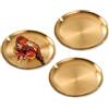 GIDWRIY 3 Pcs Vassoio Dorato Rotondo 17 cm,Vassoio Acciaio Inox Tondo,Piatto Decorativo Portaoggetti,Vassoio in Metallo Dorato,Vassoio da Portata Oro,Vassoio Oro Natale,Cosmetici Piatti per Gioielli