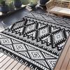 Homaxy Tappeto da esterno resistente alle intemperie, in plastica, pieghevole, lavabile, resistente ai raggi UV, reversibile, per balcone, giardino, terrazza, campeggio, picnic (150 x 240 cm, nero e