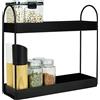 QUVIO Porta Spezie, 2 ripiani Supporto Porta Spezie Organizer per Cucina da Appoggio, Metallo Mensola Portaspezie Ripiani Salvaspazio Organizzatore per Cucina, Scaffale da Cucina, 10x32x29 cm - Nero