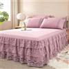 ELYSYSRL Gonna da Letto Matrimoniali Eleganti/Una Piazza E Mezza/ Singoli Leggeri Copriletti in Pizzo con Volant Bed Skirt Singolo/King Size Coprirete per Letto Lenzuola con 2 Federe