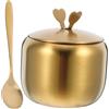 HOLIDYOYO Zuccheriera in Acciaio Inox Barattolo Di Spezie Con Cucchiaio Dosatore Di Zucchero Bottiglia Di Condimento Portazucchero Con Coperchio Acciaio Inossidabile Golden