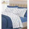 PELLECCHIA 1969 | Set Completo Letto 100% Cotone Percalle Italiano - Morbido Delicato Made in Italy Lenzuolo sopra + sotto con Angoli + Federe (Pois Blue, Matrimoniale)
