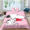 Guofuos Snoopy 3 Pezzi Coperchio Piumino, Set Di Biancheria Da Letto Stampato in 3D, Federe, Cerniera, Machino Ipoallergenico Microfibra Facile Coperta Di Trapunta, Per Adolescenti E Adulti Single（135x200cm）