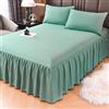 Homxi Lenzuola Matrimoniali con Volant con 2 Federe(150 x 200 cm),Lenzuolo Letto Singolo Tinta Unita Completo Lenzuola Singolo Verde