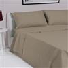 LARA MORADA - Set Completo Lenzuola Una Piazza E Mezza, Misura Francese, 100% Cotone, Made In Italy, Tinta Unita, Per Letto 1 Piazza E Mezza 140x200cm, Fango