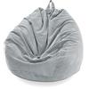 Mateju Pouf Poltrona a Sacco, Pouf Letto Singolo Morbido, Pouf Sacco di Fagioli Senza Riempimento, Pouf Poltrona di Fagioli per Adulti e Bambini, per Interni Esterni e Soggiorno (L,Grigio Chiaro)
