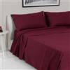 LARA MORADA - Set Completo Lenzuola Una Piazza E Mezza, Misura Francese, 100% Cotone, Made In Italy, Tinta Unita, Per Letto 1 Piazza E Mezza 140x200cm, Bordeaux