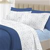 PENSIERI DELICATI Completo Letto Matrimoniale 100% Cotone, Completo 250x300 Comprensivo di Lenzuolo Sotto, Lenzuolo Sopra e 1 Federa a due Volant, Made in Italy, Fantasia Goccia Azzurro