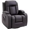 HOMCOM Poltrona Relax Riscaldante con 8 Punti Massaggio in Finta Pelle, Poltrona Reclinabile Massaggiante con Telecomando, 85x94x104 cm, Marrone