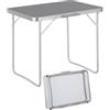 WOLTU Tavolo Campeggio Pieghevole Tavolo da Balcone in MDF e Alluminio con Maniglia di Trasporto Tavolo da Esterno per Picnic, Giardino, Spiaggia, Mercato, Leggero 70x50x60cm, Grigio
