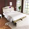 KUAKE Letto matrimoniale imbottito 140 x 200 cm, letto in metallo con cassetti, con funzione di ricarica USB/tipo C, struttura del letto con rete a doghe in metallo, senza materasso (beige chiaro, 140 x 200