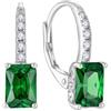 FJ Orecchini Pendenti Taglio Principessa Argento 925 Orecchini Solitari Quadrati Orecchini Smeraldo Pietre Portafortuna Maggio Gioielli Regalo per Donna