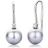 MIORE Orecchini a gancio con perla Miore e diamanti in oro bianco 18 kt 750/1000 con perla d'acqua dolce grigia 9 mm con diamanti taglio brillante 0,06 ct
