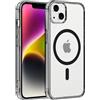 Coiwxmoi Custodia per iPhone 13/14 Cover Compatibile con MagSafe, Custodia TPU Morbida Trasparente con Anello Magnetico, Anti-Impressioni Digitali Backcover, Anti-Scivolo Anti-Urto Case, Nero
