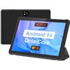 AWOW Tablet 10 pollici Android 14: 2025 Ultima Octa Core 8GB RAM+64GB 1TB TF Tablet PC con WiFi 6 2.4G Bluetooth 5.0 6000mAh 1280 * 800 FHD GMS Dual Camera con custodia