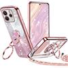 Tawarror Glitter Cover per Redmi Note 14 5G (Non per 4G) con Cordino, Custodia per cellulari zincate Silicone, con Double Anneau Support e Regolabile Tracolla Practical Stylish Flessibile - Oro Rosa