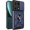 UPLAI Cover per Xiaomi Redmi Note 13 Pro 4G/Poco M6 Pro 4G, Ultra Sottile Antiurto Armatura Custodia con Diapositiva Telecamera Cover e Magnetica Supporto Squillo, PC+TPU Durevole Caso.Blu