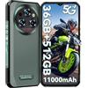 OUKITEL WP35 Pro 5G Rugged Smartphone - 6.6 FHD+ IPS 36(12+24) GB RAM + 512GB ROM Telefono Indistruttibile - Android 14 Dimensity 6300 IP68 64MP+32MP+8MP Camera/Impronta Digitale NFC/GPS/Verde