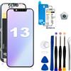 EFAITHLIFE Schermo per iPhone 13 6.1 Pollici (Modello A2633 A2482 A2631 A2634 A2635), Montaggio Telaio Display LCD e 3D Touch Screen digitalizzatore con Strumenti di Riparazione