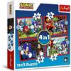 Trefl The Hedgehog, Le avventure 4in1, 35 a 70 Pezzi - Puzzle Colorati con i Personaggi del Gioco Sonic, Diversi Livelli di Difficoltà, per Bambini dai 4 anni di età, Multicolore, 34625