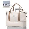 WEPLAN Borsa da Viaggio Donna Borsa da Viaggio Aereo 40x20x25 Ryanair Bagaglio a Mano Borsa Sportiva Unisex Weekender con Scomparto per le Scarpe Borsone Palestra Ospedale Impermeabile,Beige Marrone