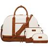 BOLOSTA Borsa weekender da donna in tela per la notte grande borsa da viaggio borsa da viaggio borsa a tracolla con scomparto per scarpe, perfetta per viaggi/uso quotidiano/regalo di compleanno.., Beige