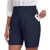 MoFiz Pantaloncini Donna Estivi Shorts Eleganti Lavoro Ufficio Pantaloni Corti Elastico in Vita Shorts Bermuda Casual con 4 Tasche Blu Marino Taglia EU XL