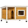 PawHut Cuccia per cani, in legno di pino, con terrazza e tetto in asfalto incernierato, capanna per cani di piccola taglia, per interni esterni, resistente alle intemperie, arancione, 85,5 x 62 x 60