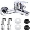 JIjzedL Kit Completo Rubinetto Vasca da Bagno e Miscelatore Doccia Monocomando in Ottone Rame con Accessori, Interasse 145mm, Design Moderno, Facile Installazione
