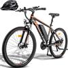 Fafrees Bicicletta Elettrica 26 Bici Elettrica Mountain Bike 21 Velocità Batteria Rimovibile 36V13Ah EBike Uomo Donna Adulti, Freni a Disco Meccanici, Autonomia di 80-100km, Nero, con Caschi