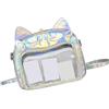 KMGDM Itabag - Zaino in poliuretano con motivo anime giapponese, per donne e ragazze, con display a spillo, trasparente, con cinghie regolabili, Argento, 26x13x22cm
