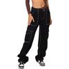 CRITOR Jeans Cargo Larghi da Donna Y2K Streetwear Tasche Cargo Jean Pant Pantaloni in Denim Elastici a Vita Alta da Donna