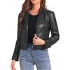 Allegra K Donna Giacche Blazer In Ecopelle Cappotto Casual Da Motociclista Vintage Da Motociclista Nero M