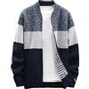 vokkrv Maglione Uomo Casual Colori a Contrasto Senza Cappuccio Cardigan in Cashmere Manica Lunga Pesante Fodera in pile Maglia Elegante Caldo Invernale Morbido Casual Taglie forti