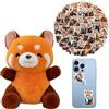 WUSANNA Peluche Panda Rosso, Panda Rosso Peluche, Morbido Panda Rosso Pezza, Panda Rosso Giocattolo, Ottimo per Ragazze e Ragazzi, Regalo Compleanno Natale per Bambini, Viene Fornito con 50 Adesivi