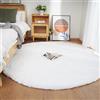 Ghouse Faux Tappetto di Pelle di Pecora Tappeto a Pelo Corto Lavabile Fluffy Uni Effetto Pelliccia Antiscivolo Facile da Pulire, Dimensione: Tondo 150 cm, Colore: Bianco